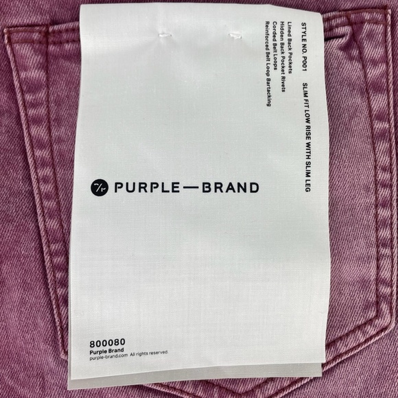 PURPLE BRAND Slim-fit Spray Effect Denim Jeans Coral NWT Sz 34 - Picture 13 of 13